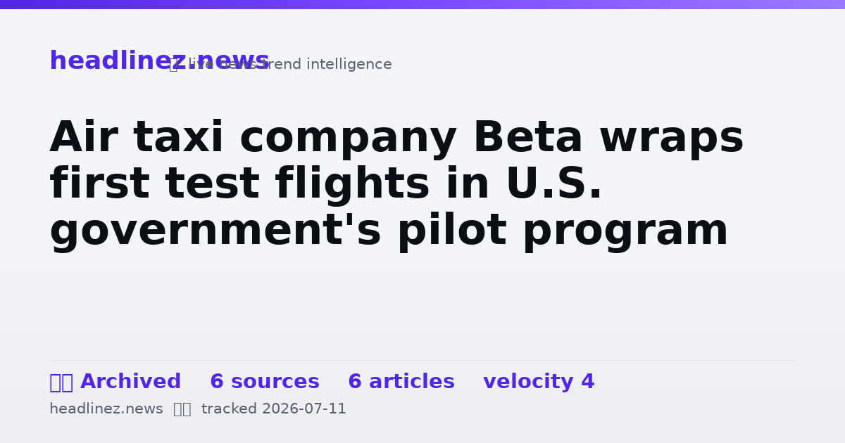 Visual summary for Air taxi company Beta wraps first test flights in U.S. government's pilot program