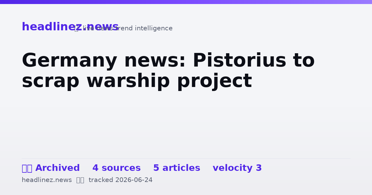 Visual summary for Germany news: Pistorius to scrap warship project