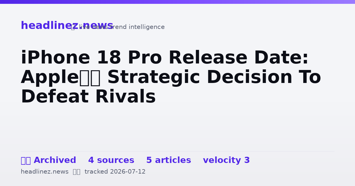 Visual summary for iPhone 18 Pro Release Date: Apple’s Strategic Decision To Defeat Rivals