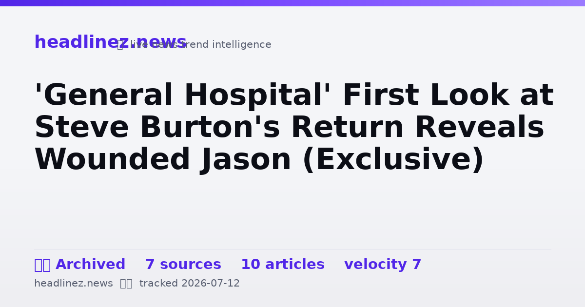 Visual summary for 'General Hospital' First Look at Steve Burton's Return Reveals Wounded Jason (Exclusive)