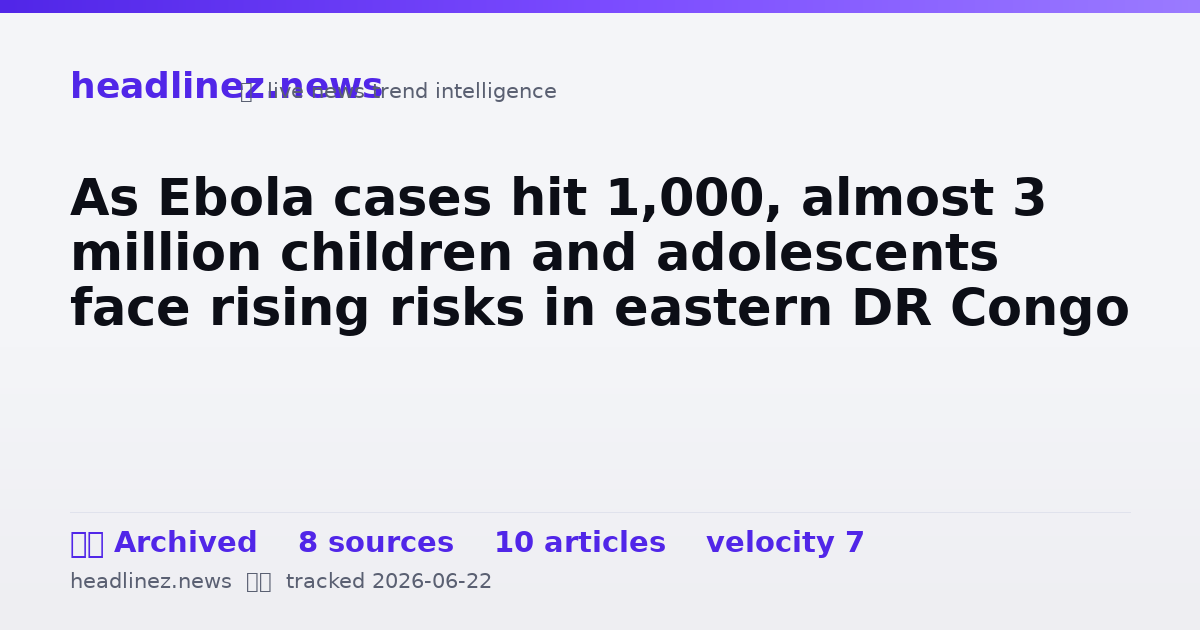 Visual summary for As Ebola cases hit 1,000, almost 3 million children and adolescents face rising risks in eastern DR Congo