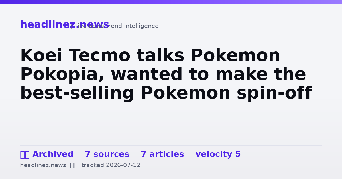 Visual summary for Koei Tecmo talks Pokemon Pokopia, wanted to make the best-selling Pokemon spin-off