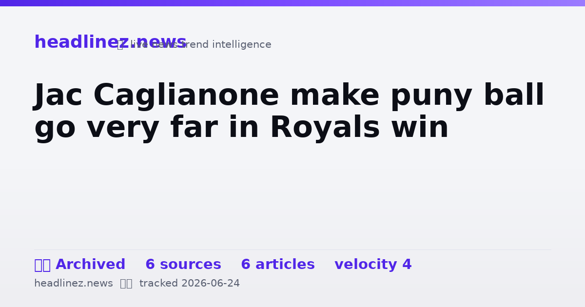 Visual summary for Jac Caglianone make puny ball go very far in Royals win