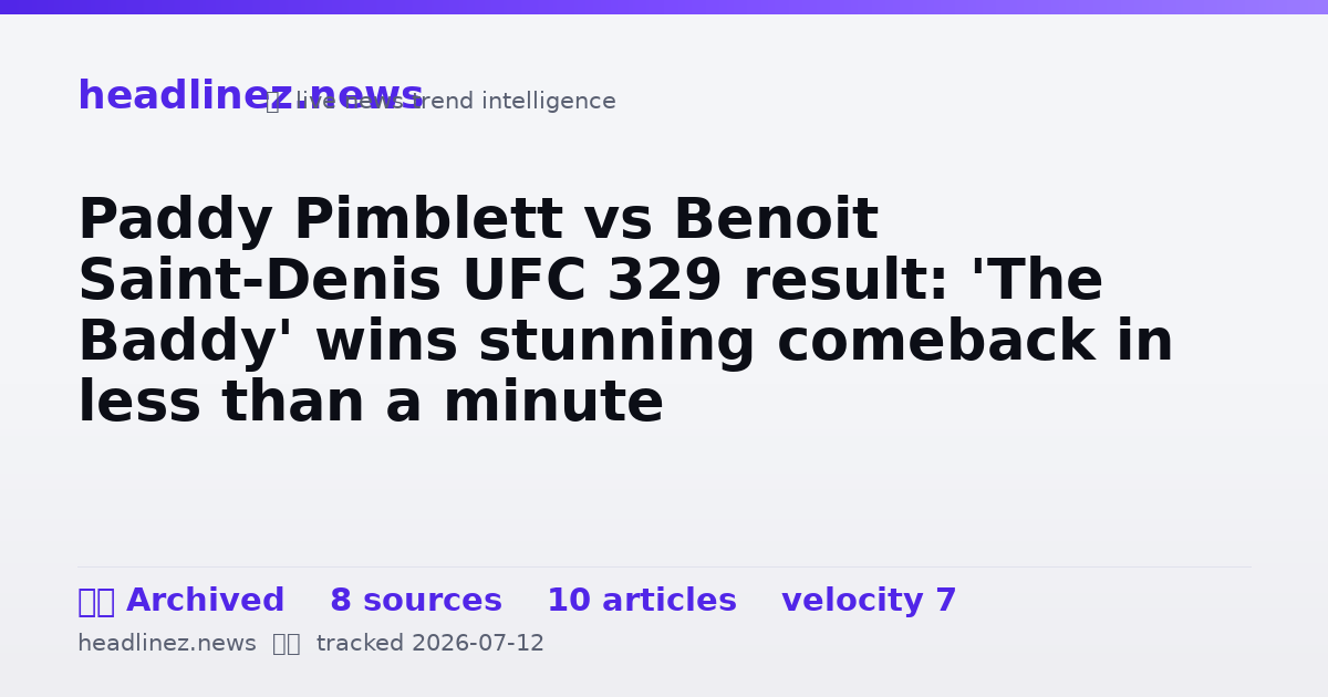 Visual summary for Paddy Pimblett vs Benoit Saint-Denis UFC 329 result: 'The Baddy' wins stunning comeback in less than a minute