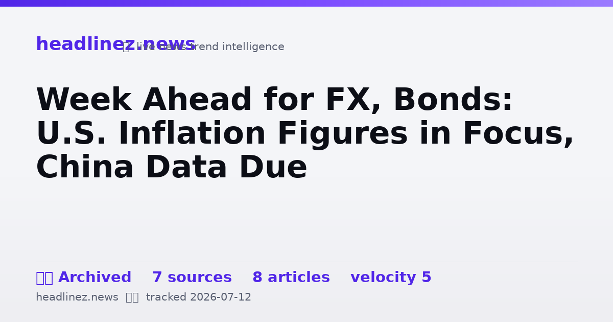 Visual summary for Week Ahead for FX, Bonds: U.S. Inflation Figures in Focus, China Data Due