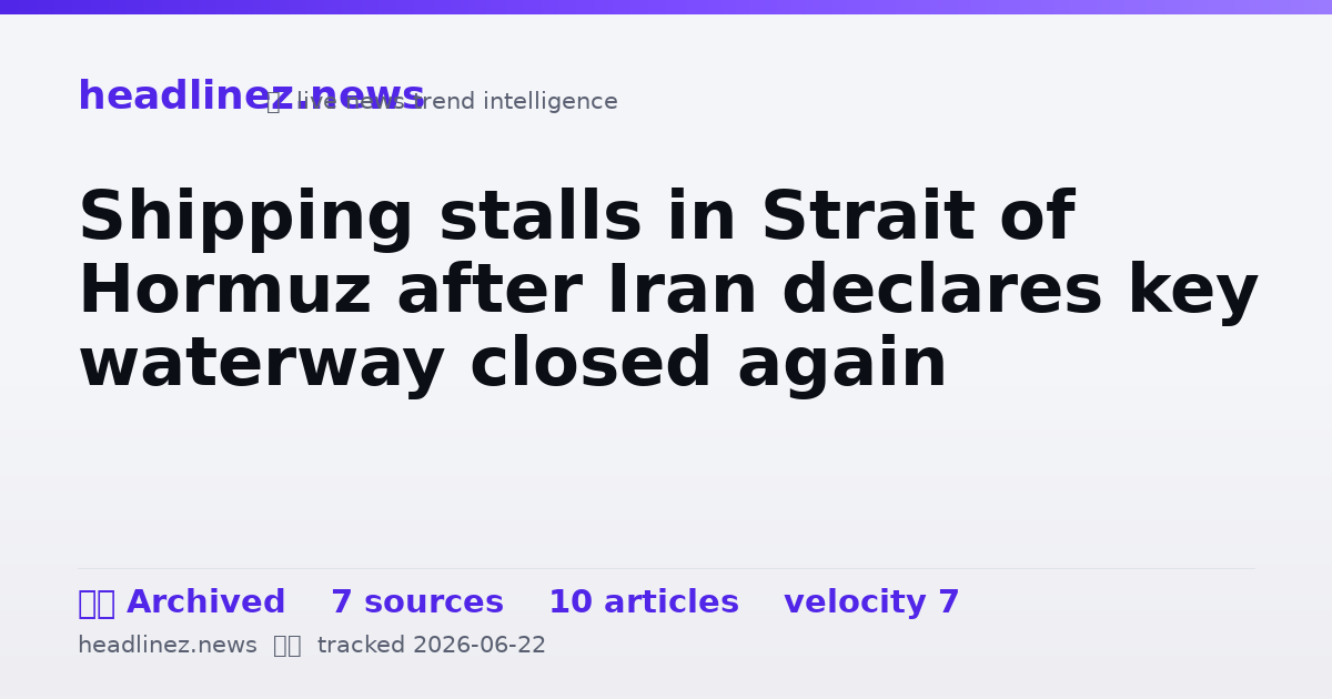 Visual summary for Shipping stalls in Strait of Hormuz after Iran declares key waterway closed again