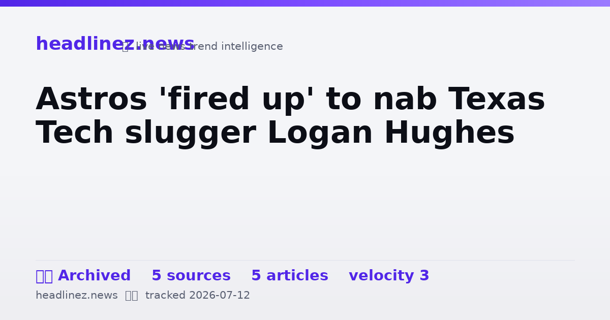 Visual summary for Astros 'fired up' to nab Texas Tech slugger Logan Hughes