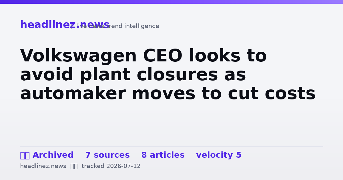 Visual summary for Volkswagen CEO looks to avoid plant closures as automaker moves to cut costs