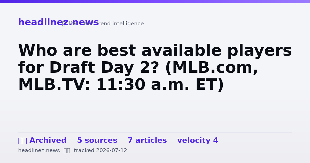 Visual summary for Who are best available players for Draft Day 2? (MLB.com, MLB.TV: 11:30 a.m. ET)