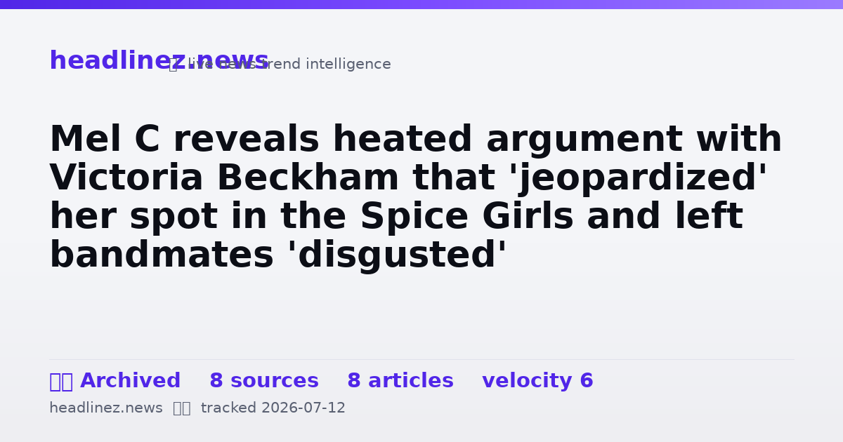 Visual summary for Mel C reveals heated argument with Victoria Beckham that 'jeopardized' her spot in the Spice Girls and left bandmates 'disgusted'