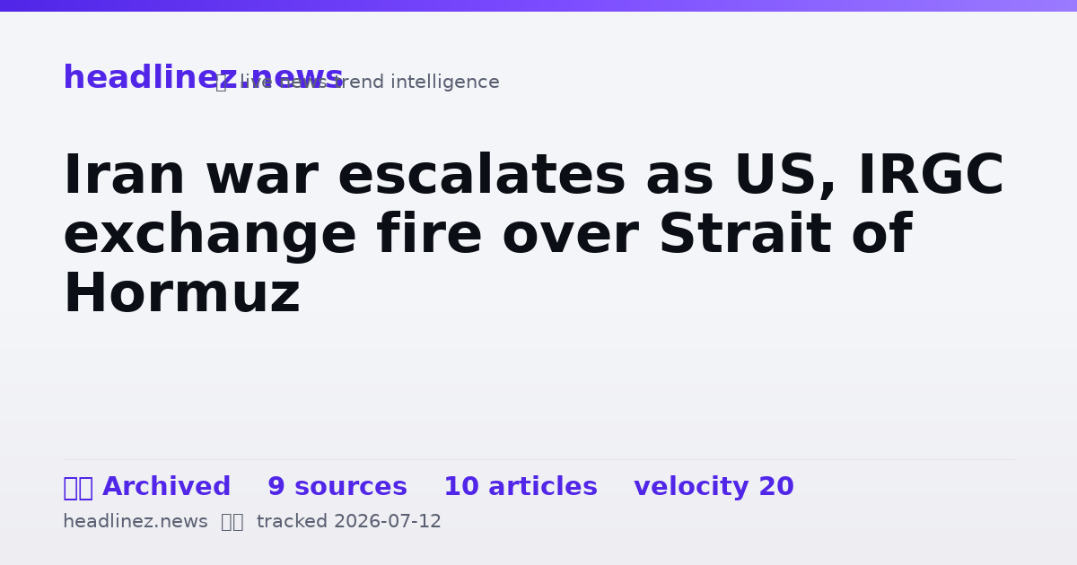 Visual summary for Iran war escalates as US, IRGC exchange fire over Strait of Hormuz