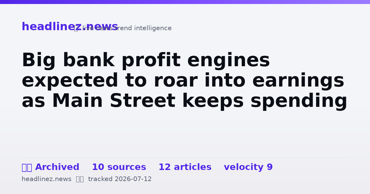 Visual summary for Big bank profit engines expected to roar into earnings as Main Street keeps spending