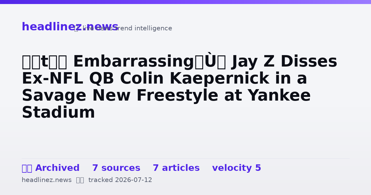 Visual summary for “It’s Embarrassing”: Jay Z Disses Ex-NFL QB Colin Kaepernick in a Savage New Freestyle at Yankee Stadium