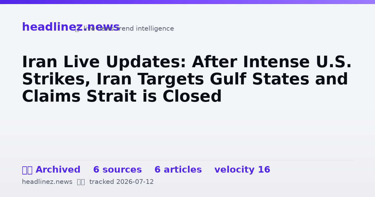 Visual summary for Iran Live Updates: After Intense U.S. Strikes, Iran Targets Gulf States and Claims Strait is Closed
