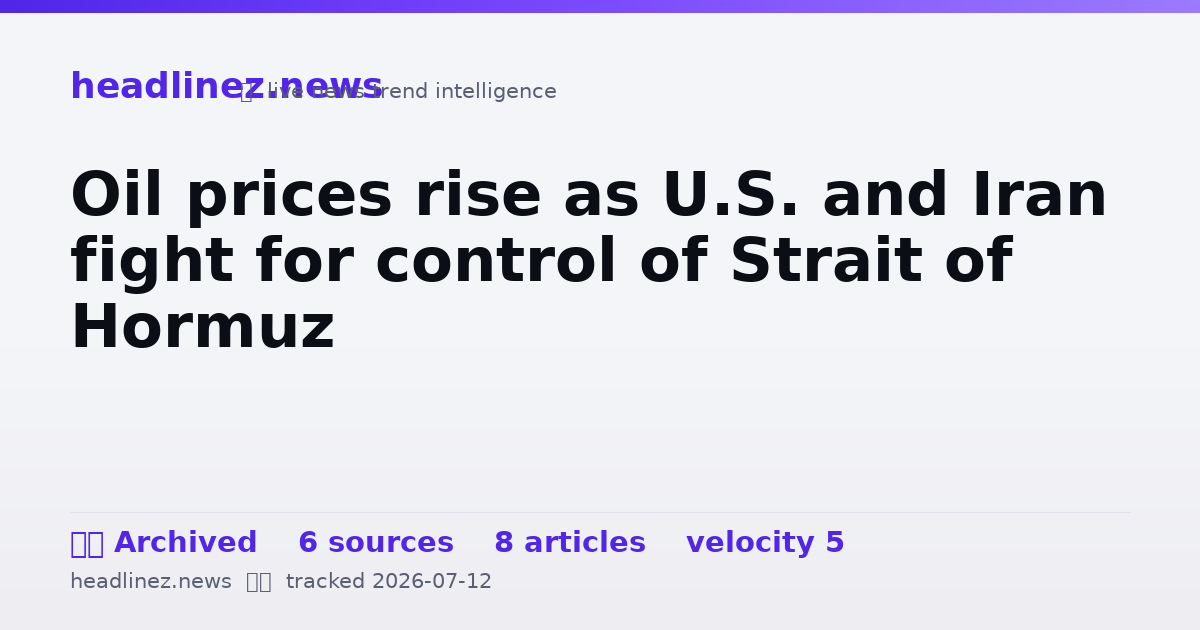 Visual summary for Oil prices rise as U.S. and Iran fight for control of Strait of Hormuz