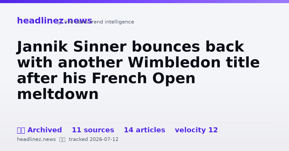 Visual summary for Jannik Sinner bounces back with another Wimbledon title after his French Open meltdown
