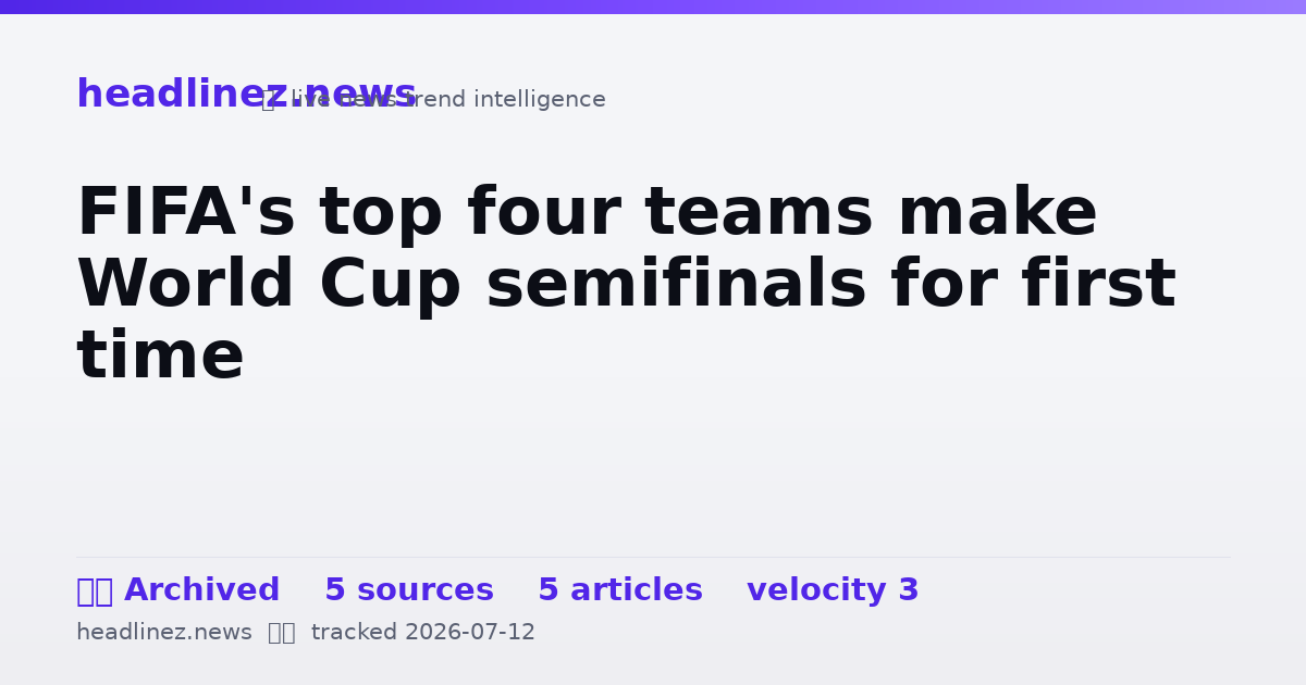 Visual summary for FIFA's top four teams make World Cup semifinals for first time