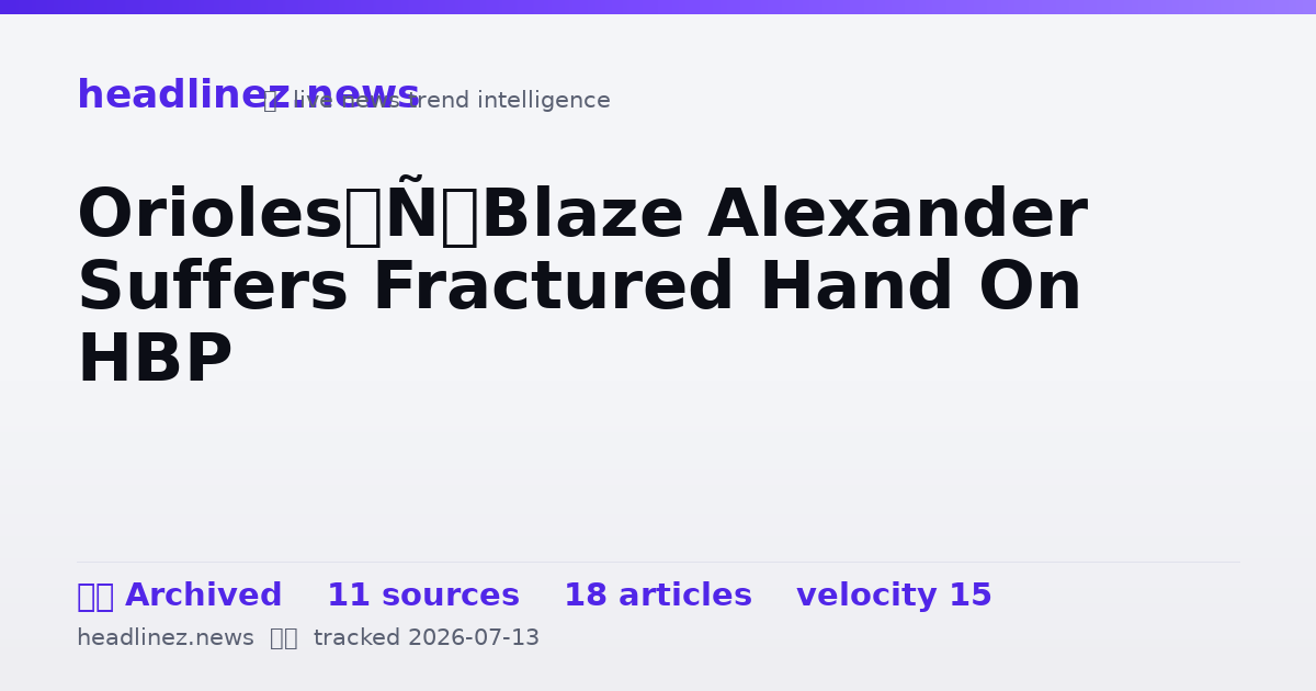 Visual summary for Orioles’ Blaze Alexander Suffers Fractured Hand On HBP