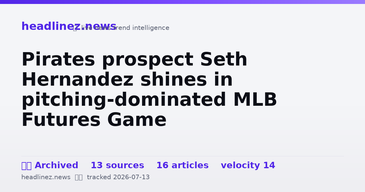 Visual summary for Pirates prospect Seth Hernandez shines in pitching-dominated MLB Futures Game