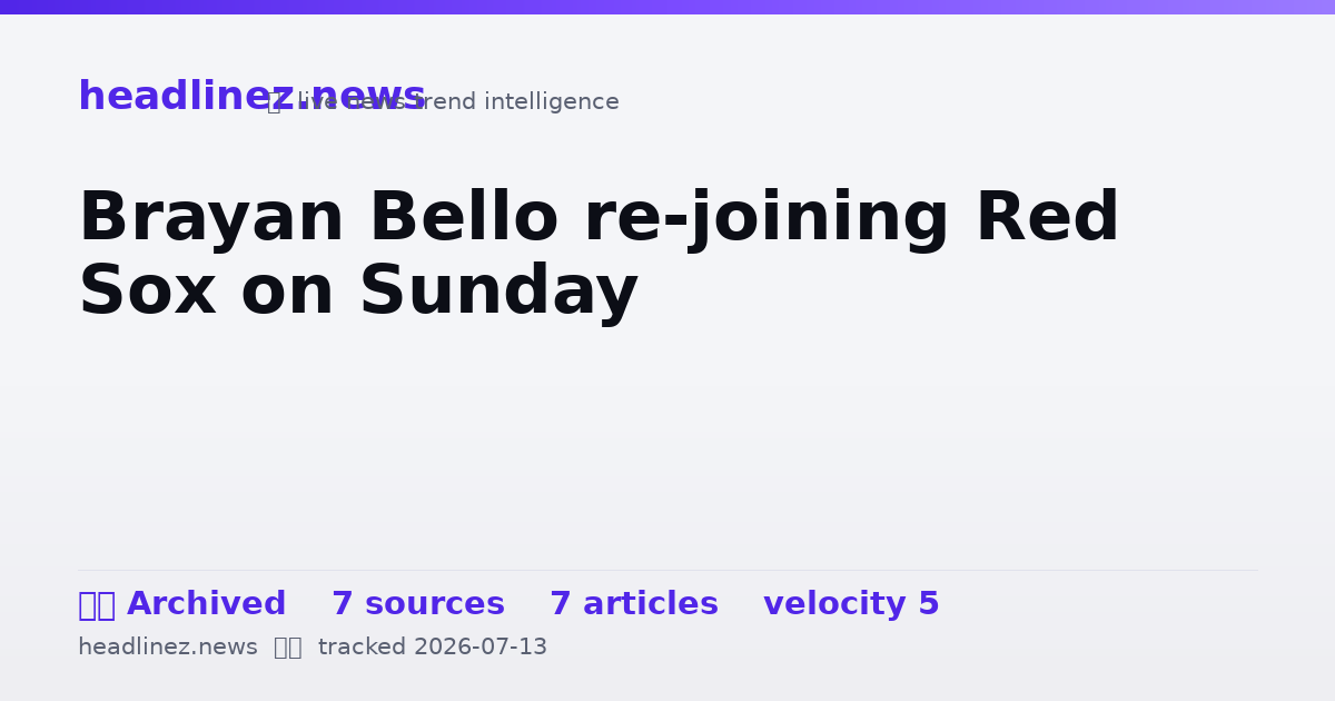Visual summary for Brayan Bello re-joining Red Sox on Sunday
