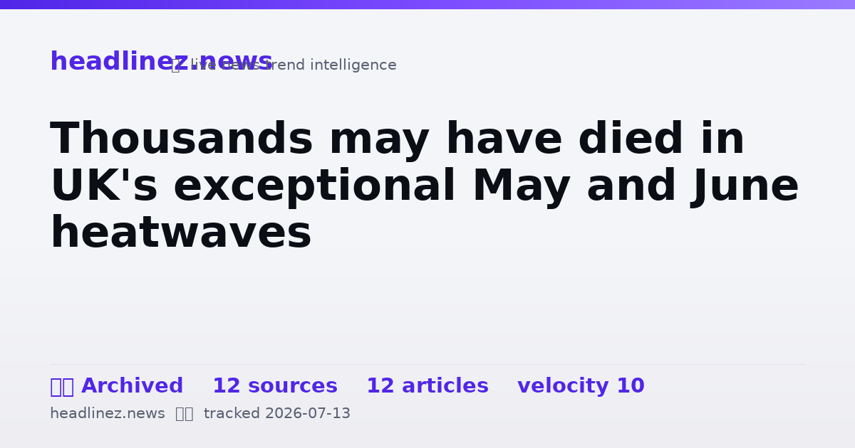 Visual summary for Thousands may have died in UK's exceptional May and June heatwaves