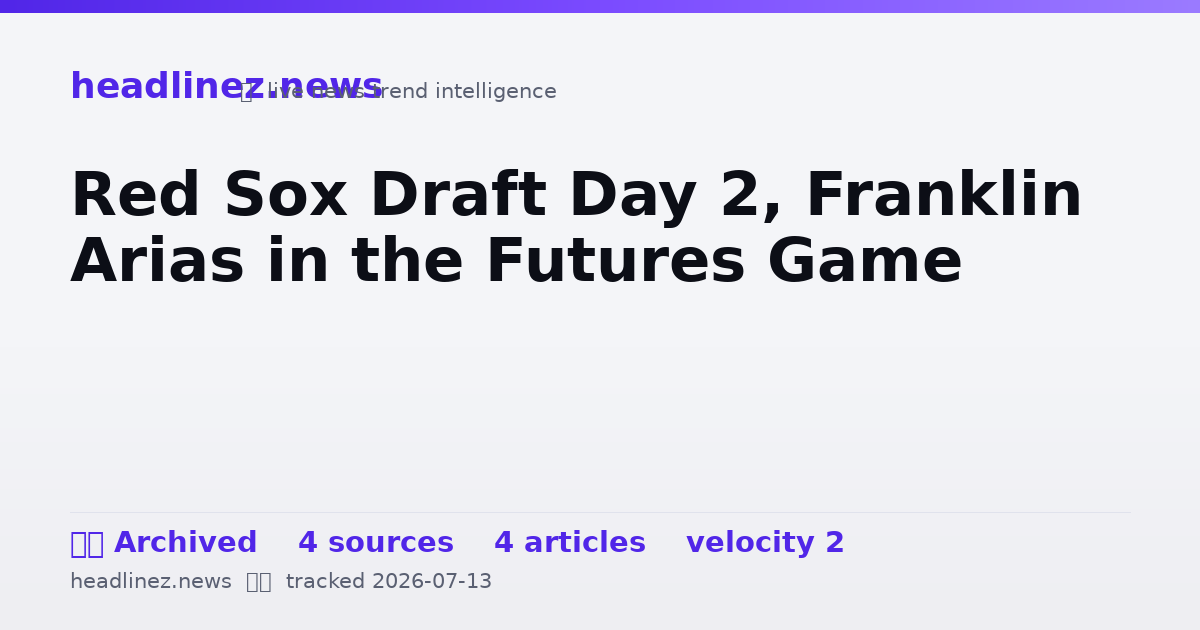 Visual summary for Red Sox Draft Day 2, Franklin Arias in the Futures Game