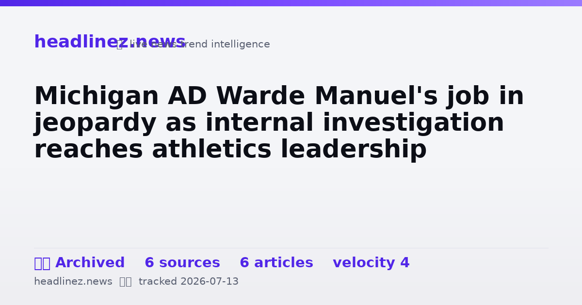 Visual summary for Michigan AD Warde Manuel's job in jeopardy as internal investigation reaches athletics leadership