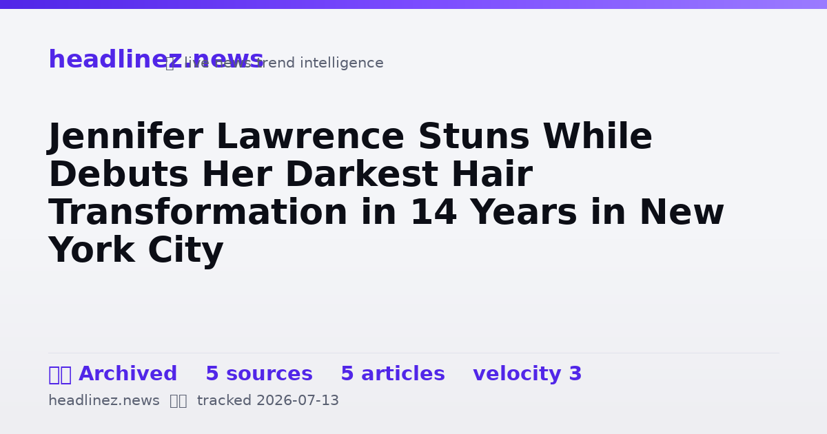 Visual summary for Jennifer Lawrence Stuns While Debuts Her Darkest Hair Transformation in 14 Years in New York City