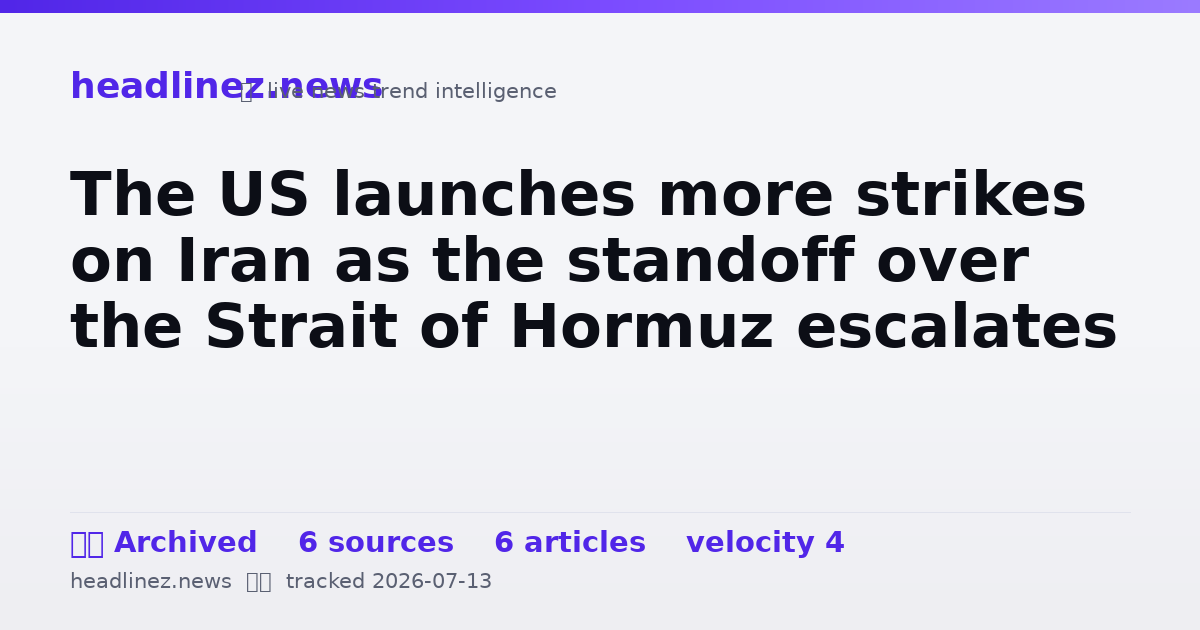 Visual summary for The US launches more strikes on Iran as the standoff over the Strait of Hormuz escalates