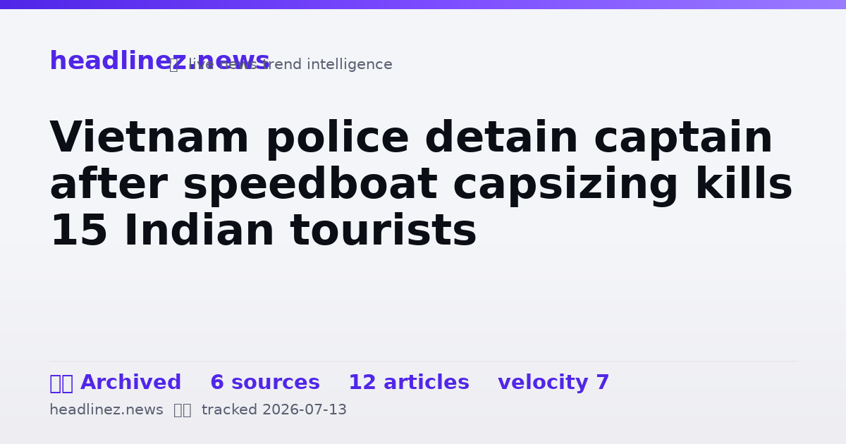 Visual summary for Vietnam police detain captain after speedboat capsizing kills 15 Indian tourists