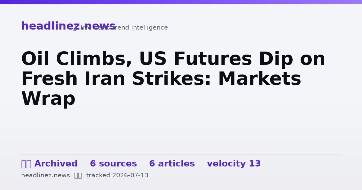 Visual summary for Oil Climbs, US Futures Dip on Fresh Iran Strikes: Markets Wrap