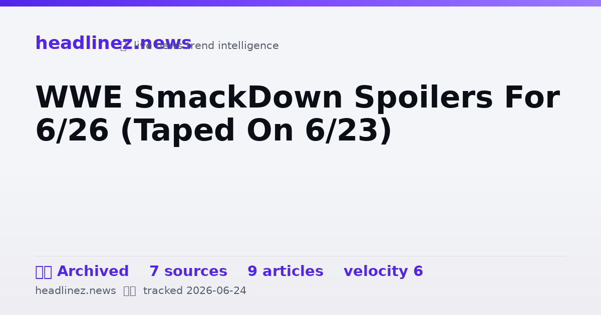 Visual summary for WWE SmackDown Spoilers For 6/26 (Taped On 6/23)