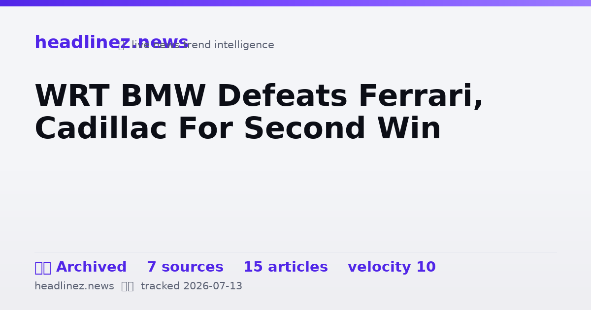Visual summary for WRT BMW Defeats Ferrari, Cadillac For Second Win