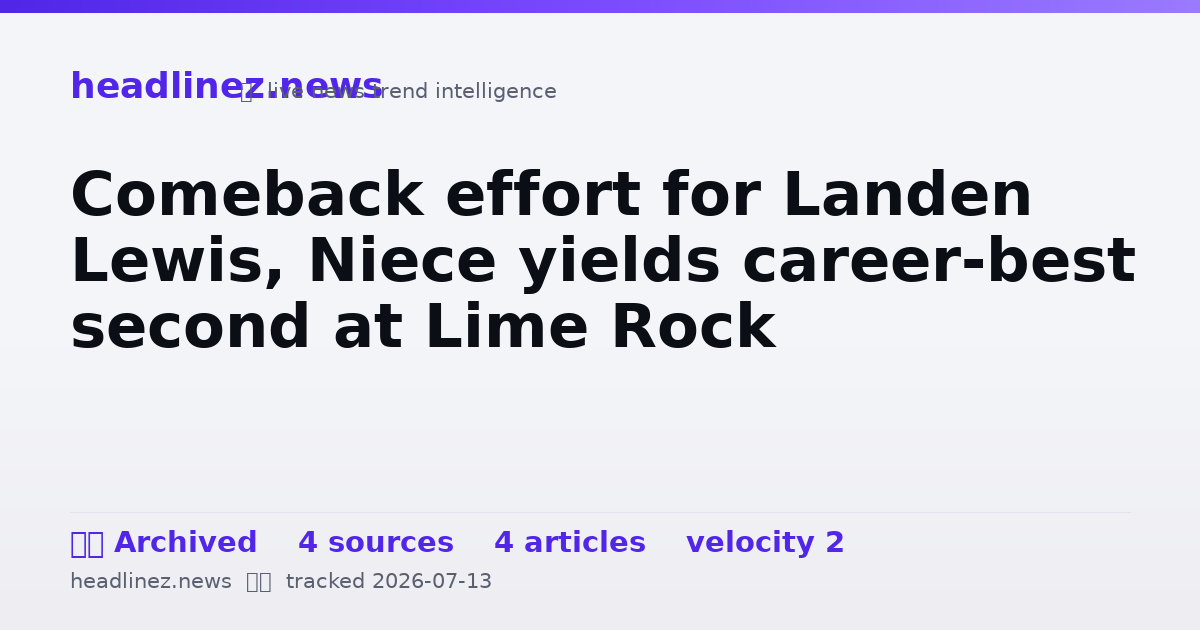 Visual summary for Comeback effort for Landen Lewis, Niece yields career-best second at Lime Rock