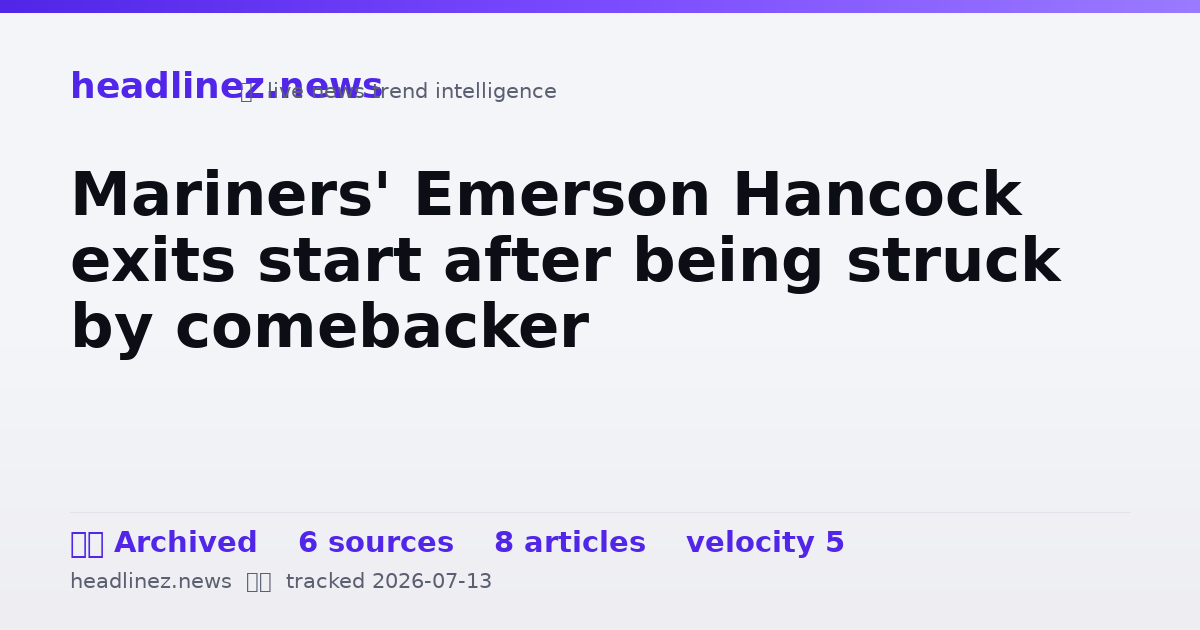 Visual summary for Mariners' Emerson Hancock exits start after being struck by comebacker