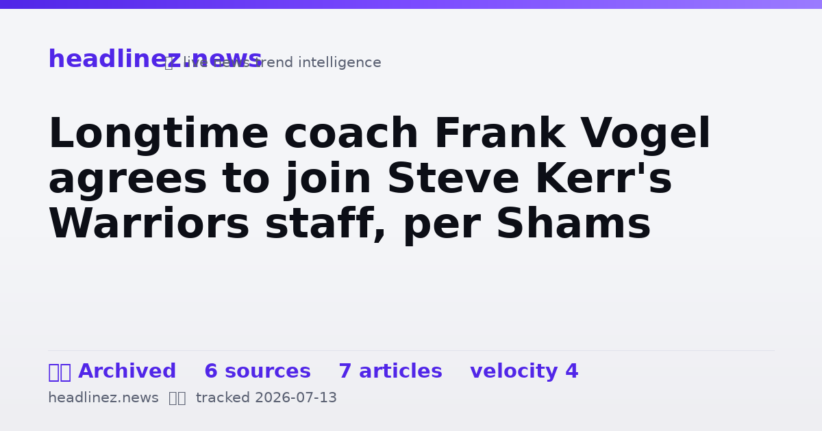 Visual summary for Longtime coach Frank Vogel agrees to join Steve Kerr's Warriors staff, per Shams
