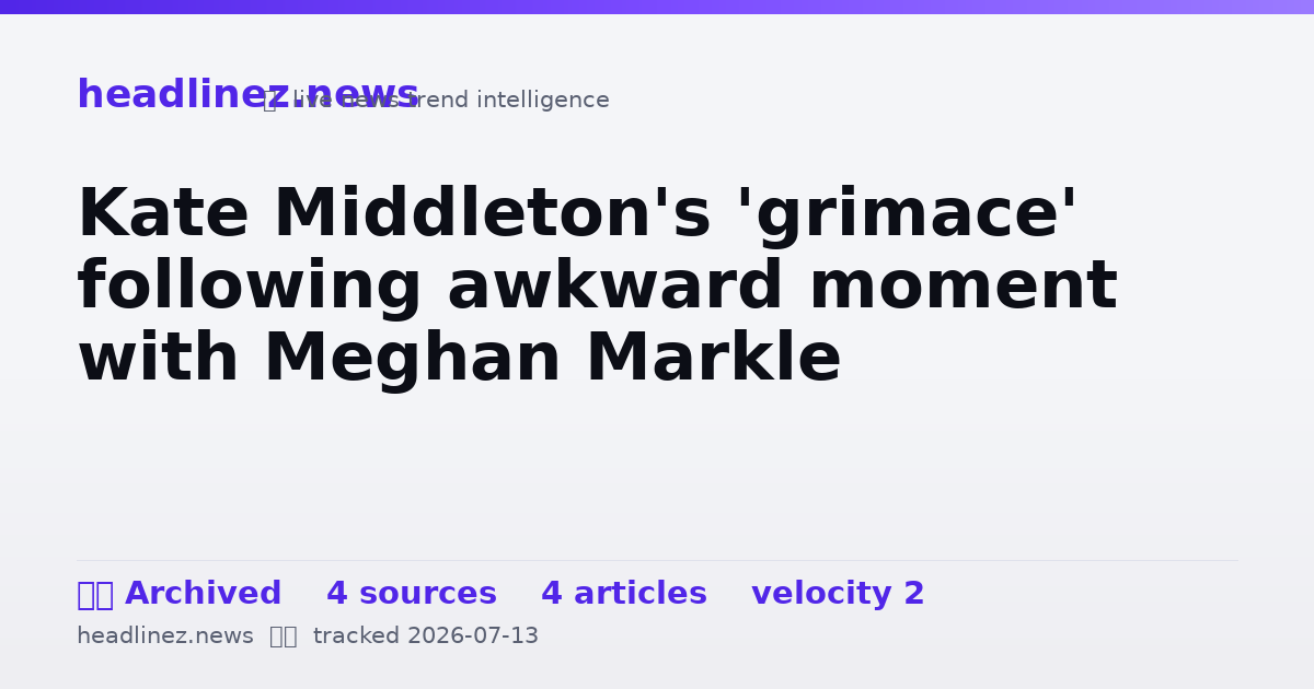 Visual summary for Kate Middleton's 'grimace' following awkward moment with Meghan Markle
