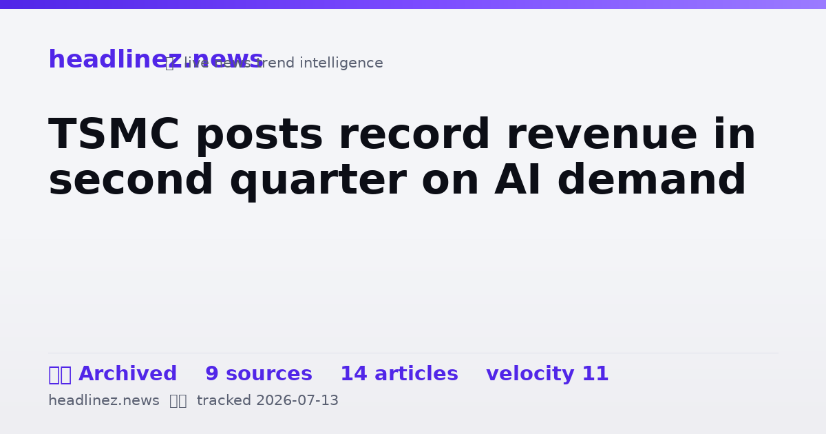 Visual summary for TSMC posts record revenue in second quarter on AI demand
