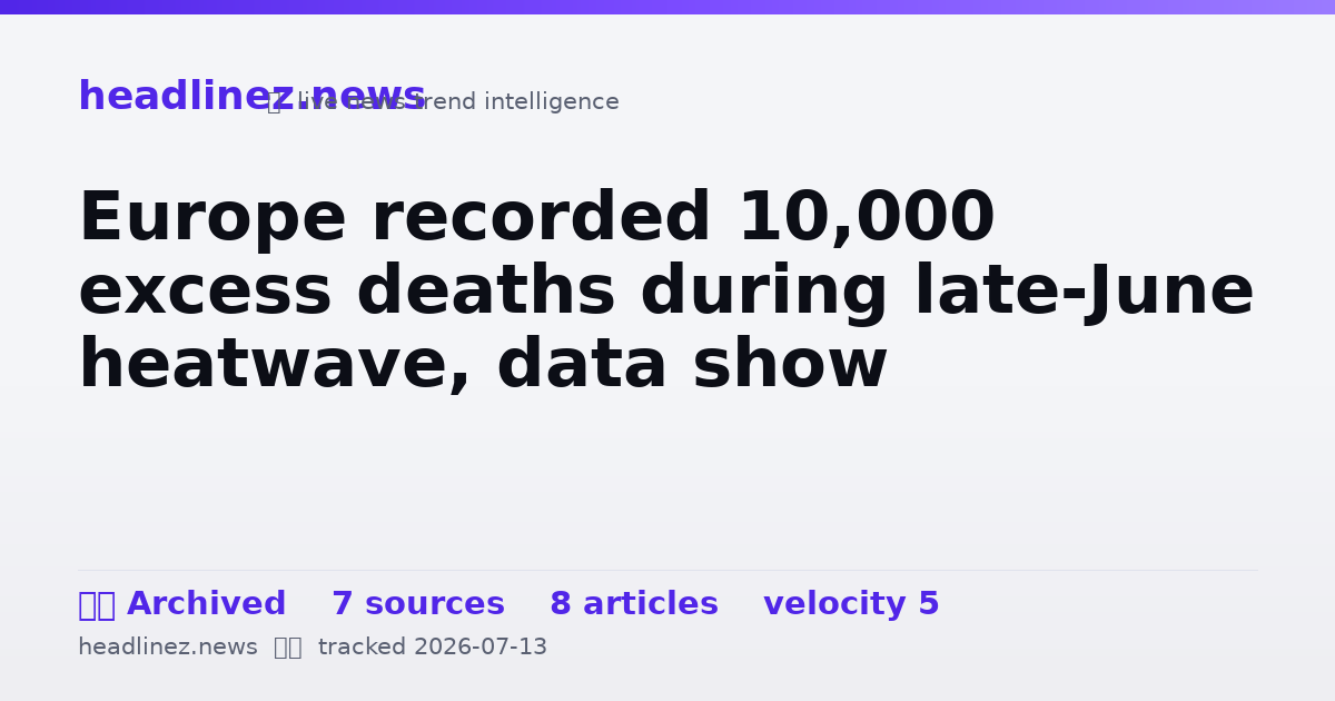 Visual summary for Europe recorded 10,000 excess deaths during late-June heatwave, data show