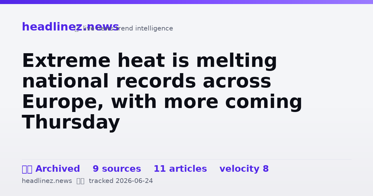 Visual summary for Extreme heat is melting national records across Europe, with more coming Thursday