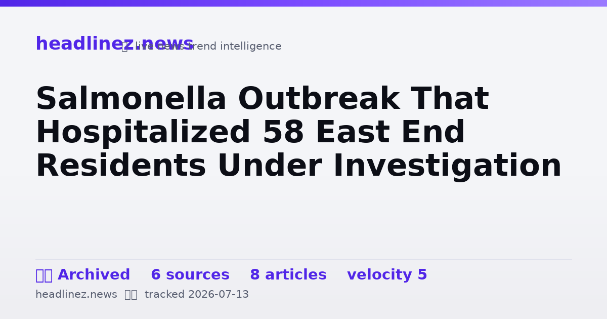 Visual summary for Salmonella Outbreak That Hospitalized 58 East End Residents Under Investigation