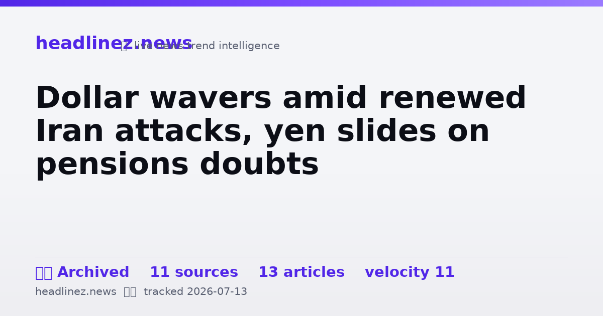 Visual summary for Dollar wavers amid renewed Iran attacks, yen slides on pensions doubts