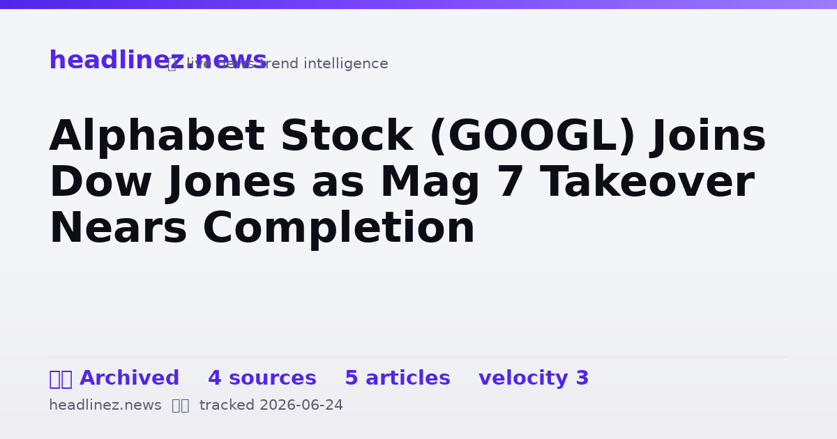 Visual summary for Alphabet Stock (GOOGL) Joins Dow Jones as Mag 7 Takeover Nears Completion