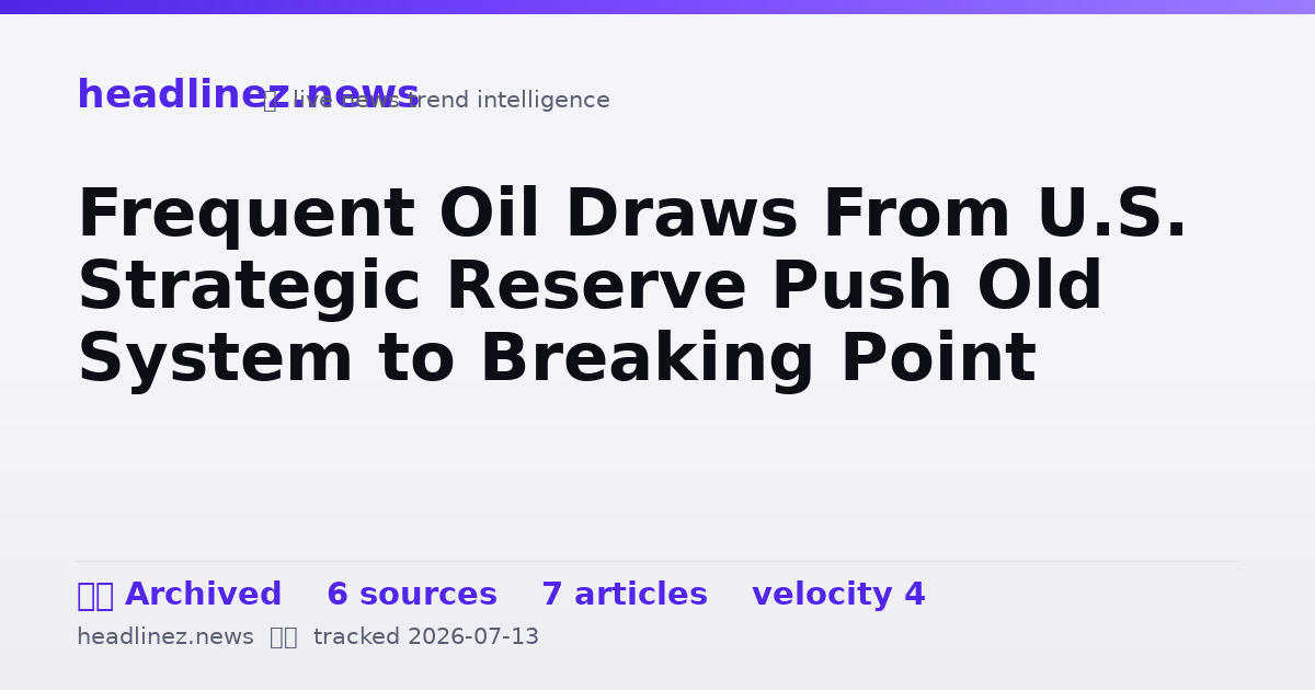 Visual summary for Frequent Oil Draws From U.S. Strategic Reserve Push Old System to Breaking Point