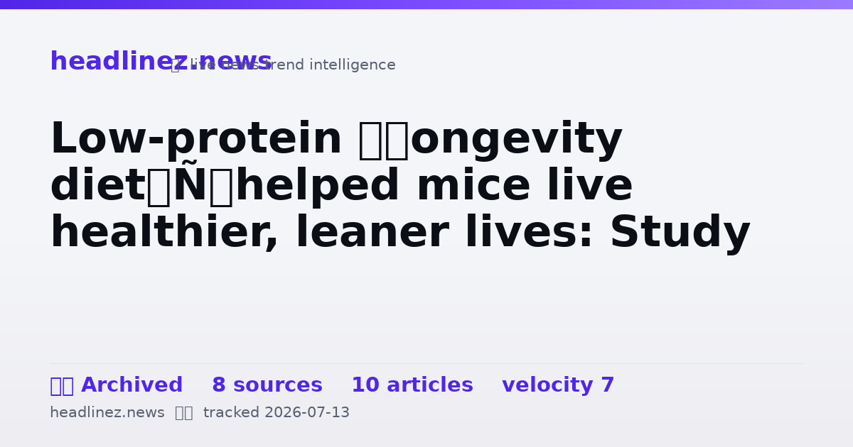 Visual summary for Low-protein ‘longevity diet’ helped mice live healthier, leaner lives: Study