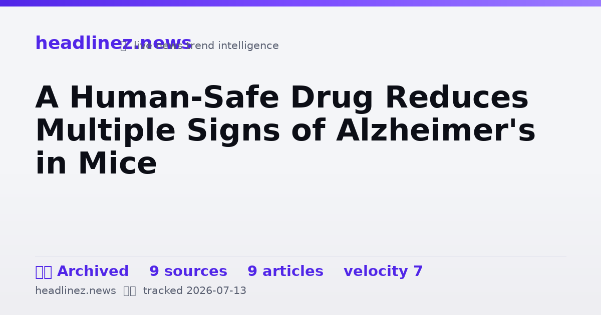 Visual summary for A Human-Safe Drug Reduces Multiple Signs of Alzheimer's in Mice