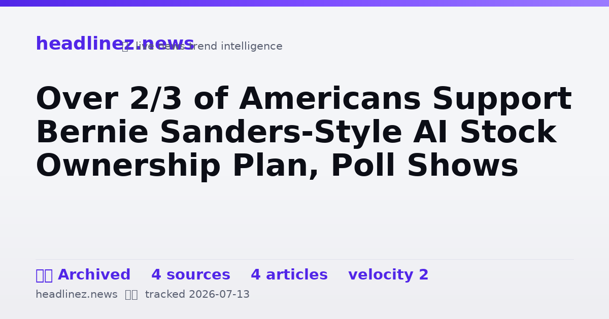 Visual summary for Over 2/3 of Americans Support Bernie Sanders-Style AI Stock Ownership Plan, Poll Shows