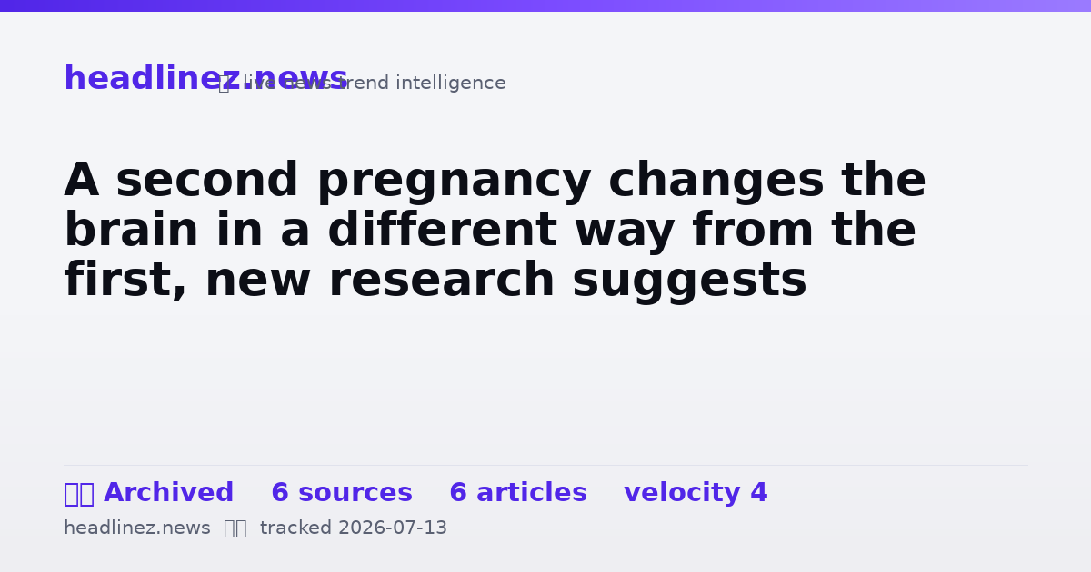 Visual summary for A second pregnancy changes the brain in a different way from the first, new research suggests