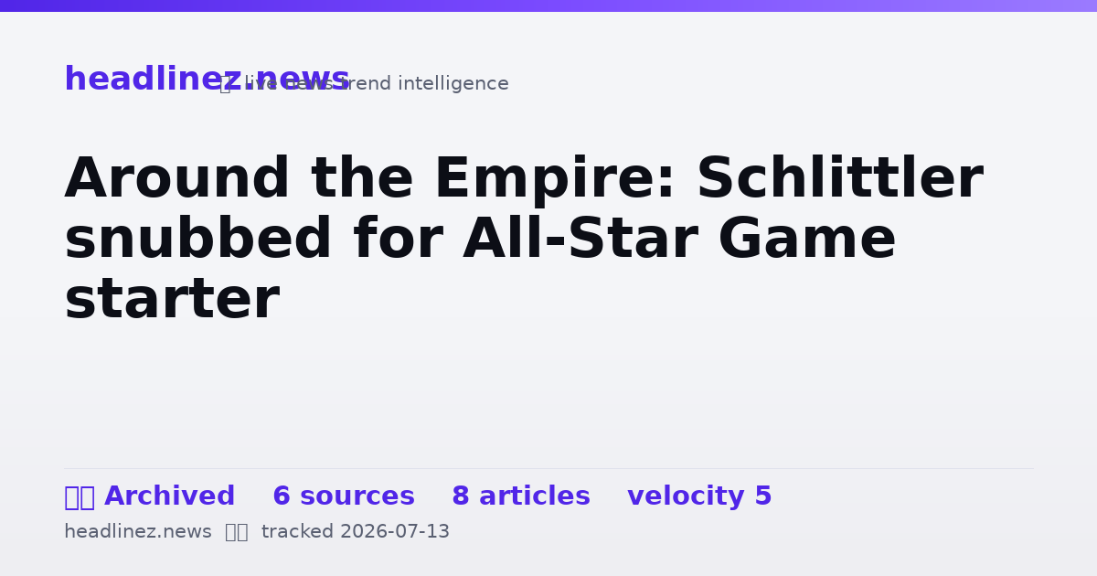 Visual summary for Around the Empire: Schlittler snubbed for All-Star Game starter