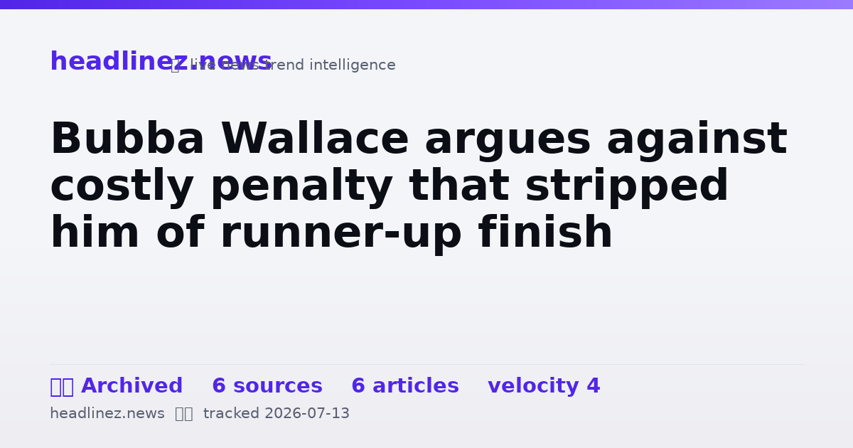 Visual summary for Bubba Wallace argues against costly penalty that stripped him of runner-up finish